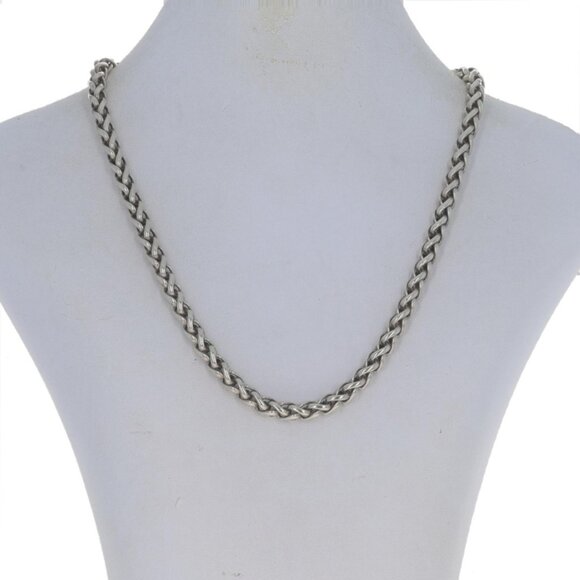 David Yurman 6mm Wheat Chain Necklace 16 3/4" - Sterling Silver 925 Yellow 14k - Picture 3 of 8